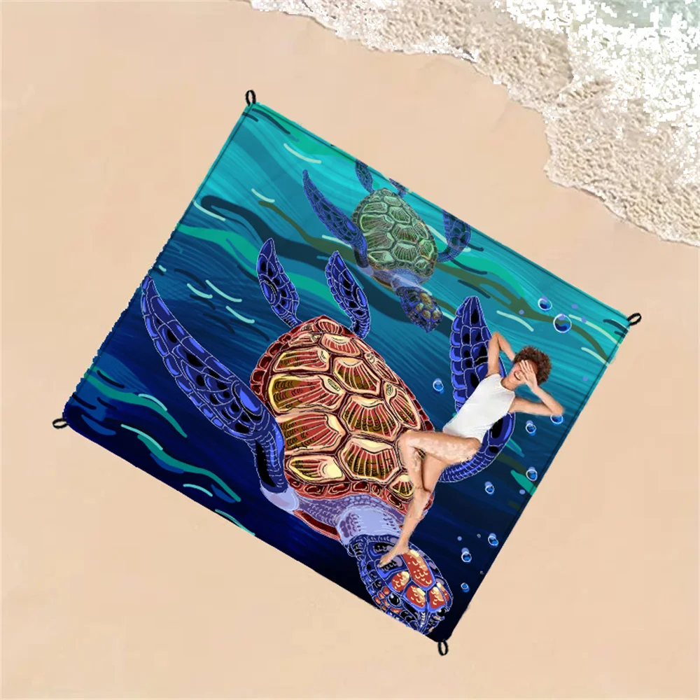 1 шт. водонепроницаемое пляжное одеяло с рисунком черепахи