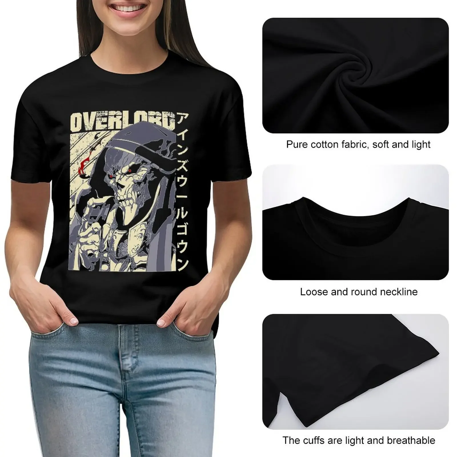 Футболка Overlord с животным принтом блузка женские летние блузки 2024.
