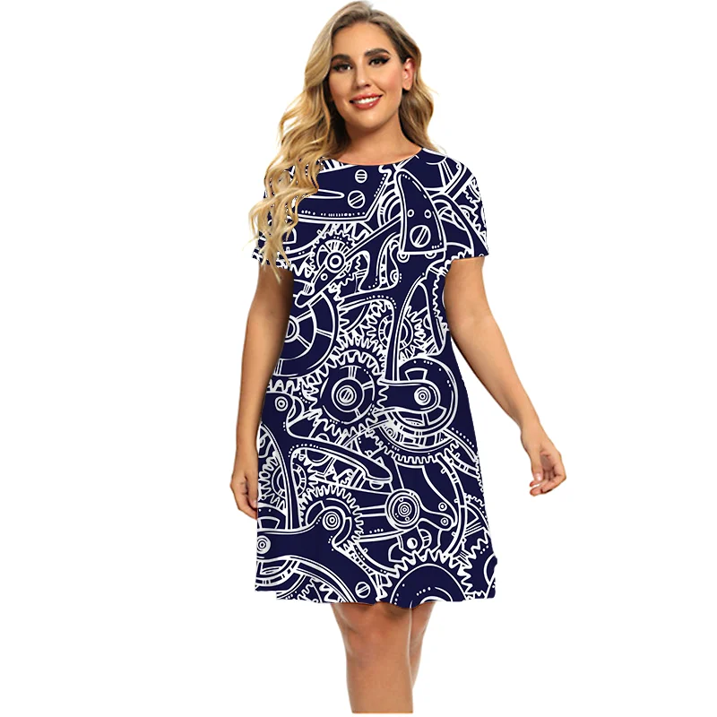 

2022 New Arrival Short Sleeve Dress Soft Loose Cozy Summer Dress Print Floral Women Travel Casual Beach Style Dress Robe Femme