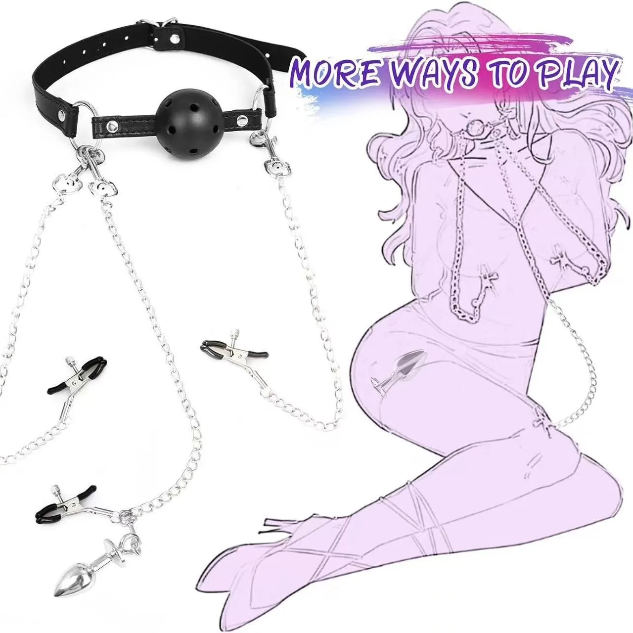 Металлическая анальная пробка с кисточками