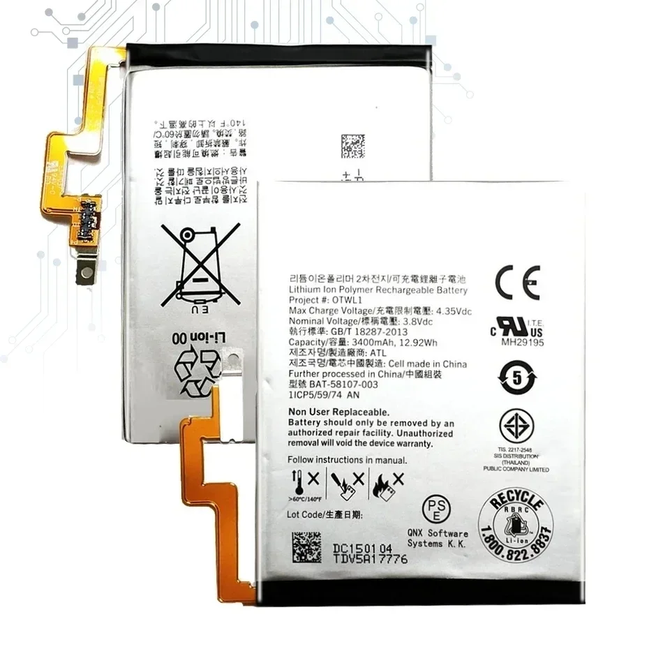 Kikiss BAT-58107-003 3400 мАч аккумулятор для Blackberry Passport 4G Q30 SQW100-1 SQW100-3 Q 30 аккумуляторы Bateria