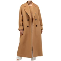 2021 fall winter new womens office long sleeved double breasted cotton coat coat women girls woolen coat plus size solid