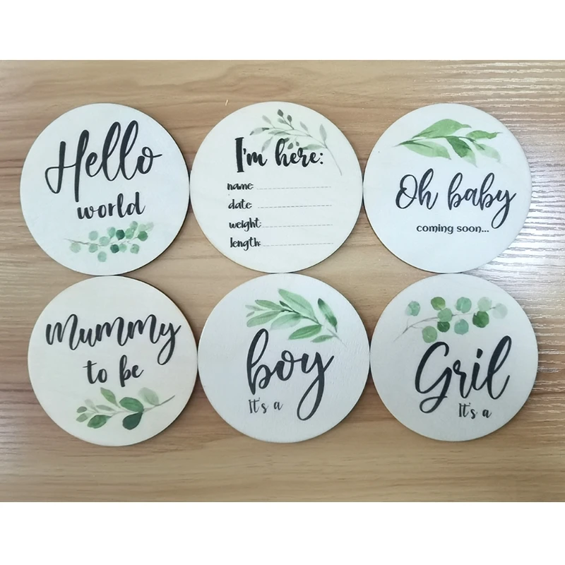 

6 Pcs/Set Baby Leaves Month Milestone Cards Newborn Birth Monthly Recording Card Infant Photography Props