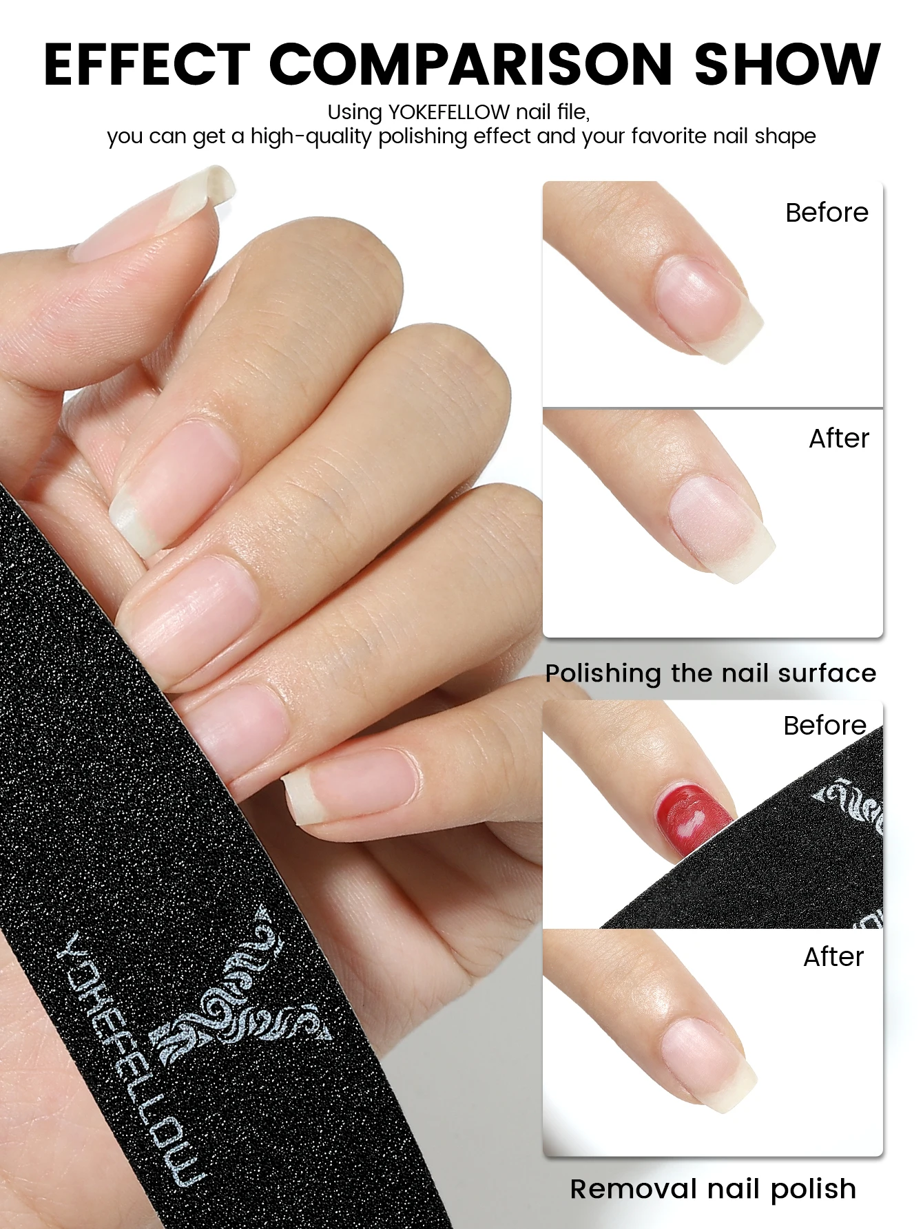 Профессиональная пилочка для ногтей 100/180 полумесяц наждачная YOKEFELLOW шлифовка