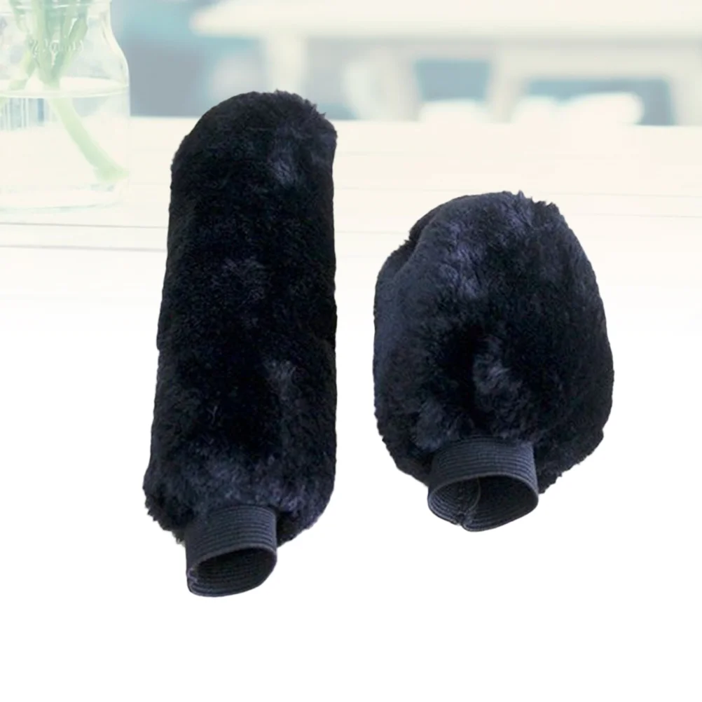 

Winter Warm Non- Plush Steering Wheel Cover Handbrake Cover Gear Cover Car Decoration(Black)