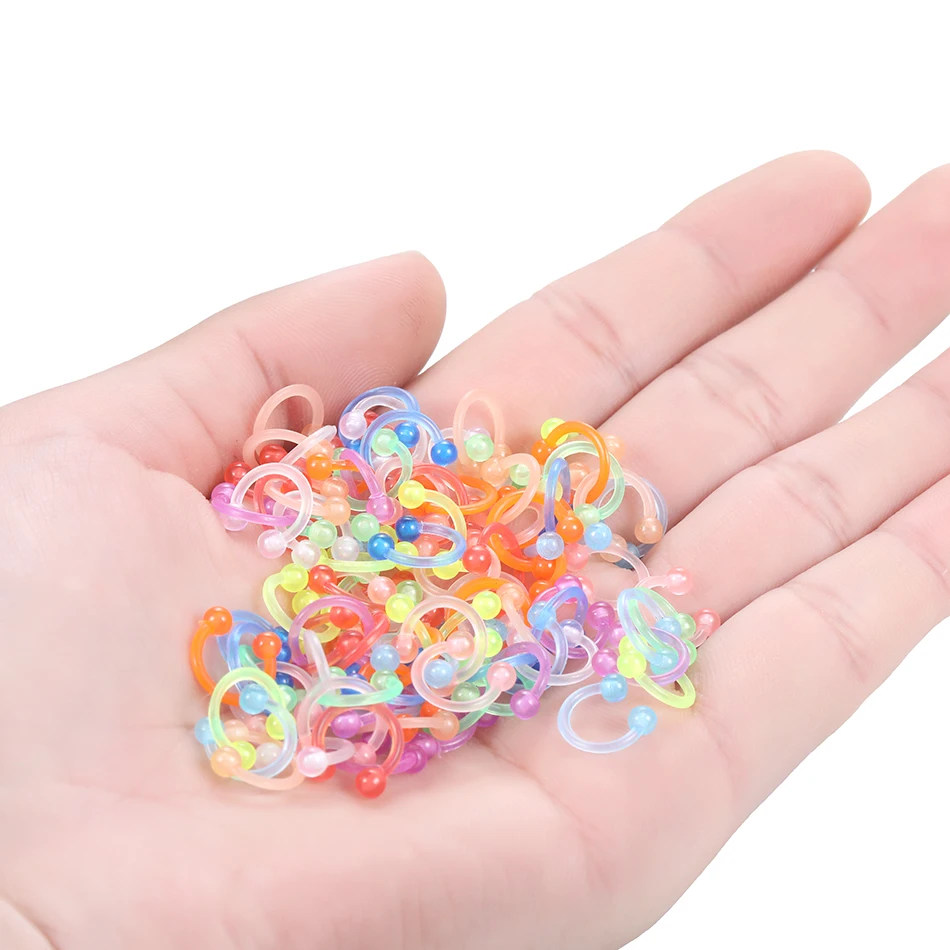 Светящиеся Акриловые подковы для пирсинга перегородки носа губ хряща уха