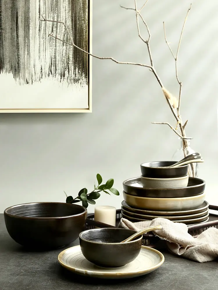 

Nordic dishes set personality creative household plates and bowls 2 people couples 4 people combination simple 6 people European