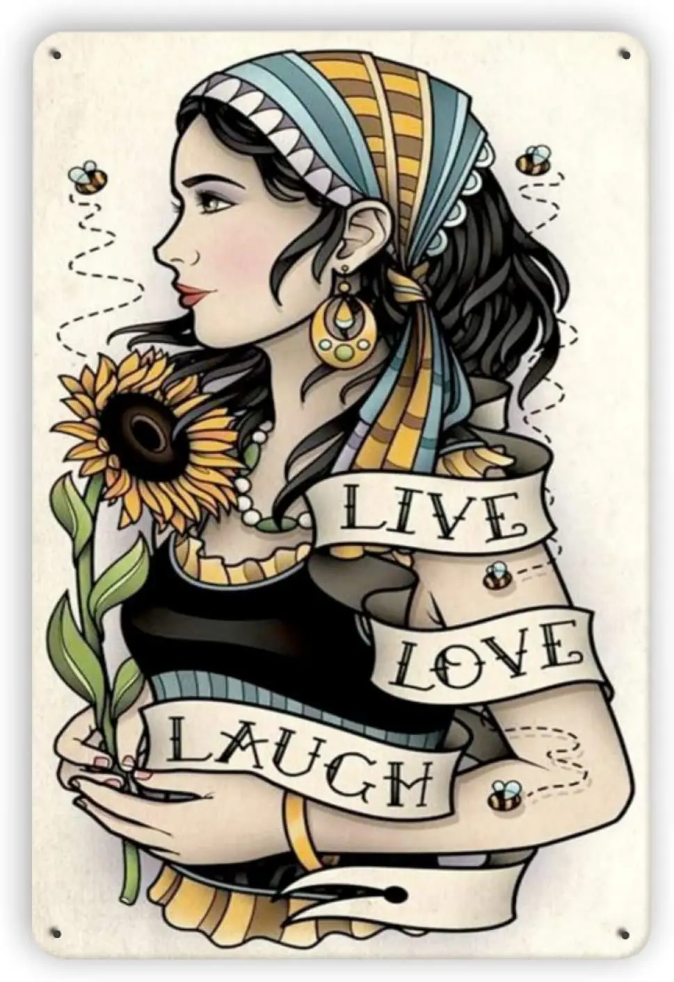 

Woollywonder Knits Live Love Laugh Metal Sign Retro Wall Decor Wall Art Decoration Plaque for Home Kitchen Bar Cafe Door Garden