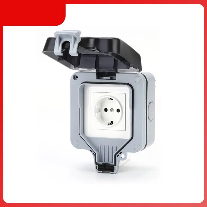 

Ip66 Switch Socket Ac220v Single Eu Plug Socket Socket Box Home Appliance New Waterproof Rainproof Eu 16a Outdoor