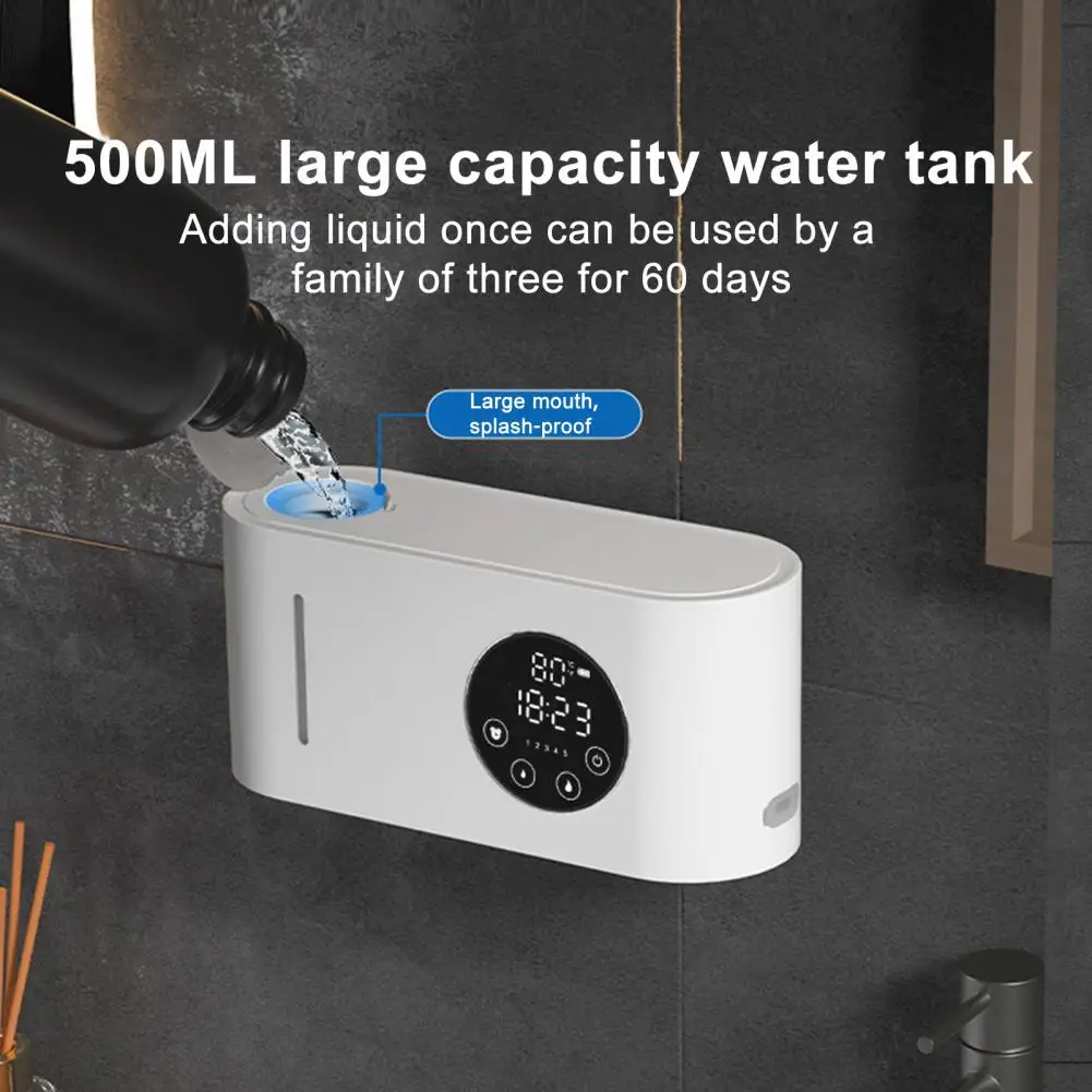 

Quick Dispensing Liquid Soap Touchless Bathroom Soap Dispenser with Lcd Display Adjustable Volume Wall Mount 500ml Capacity