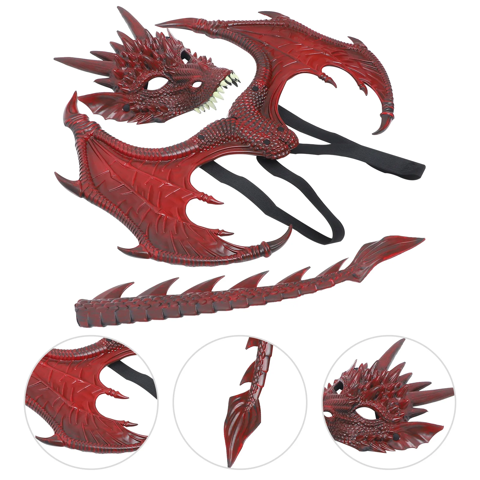 

Dragon Mask Wings Cosplay Costume Party Prop Halloween Supplies Kids Outfits Accessory Favor Makeup