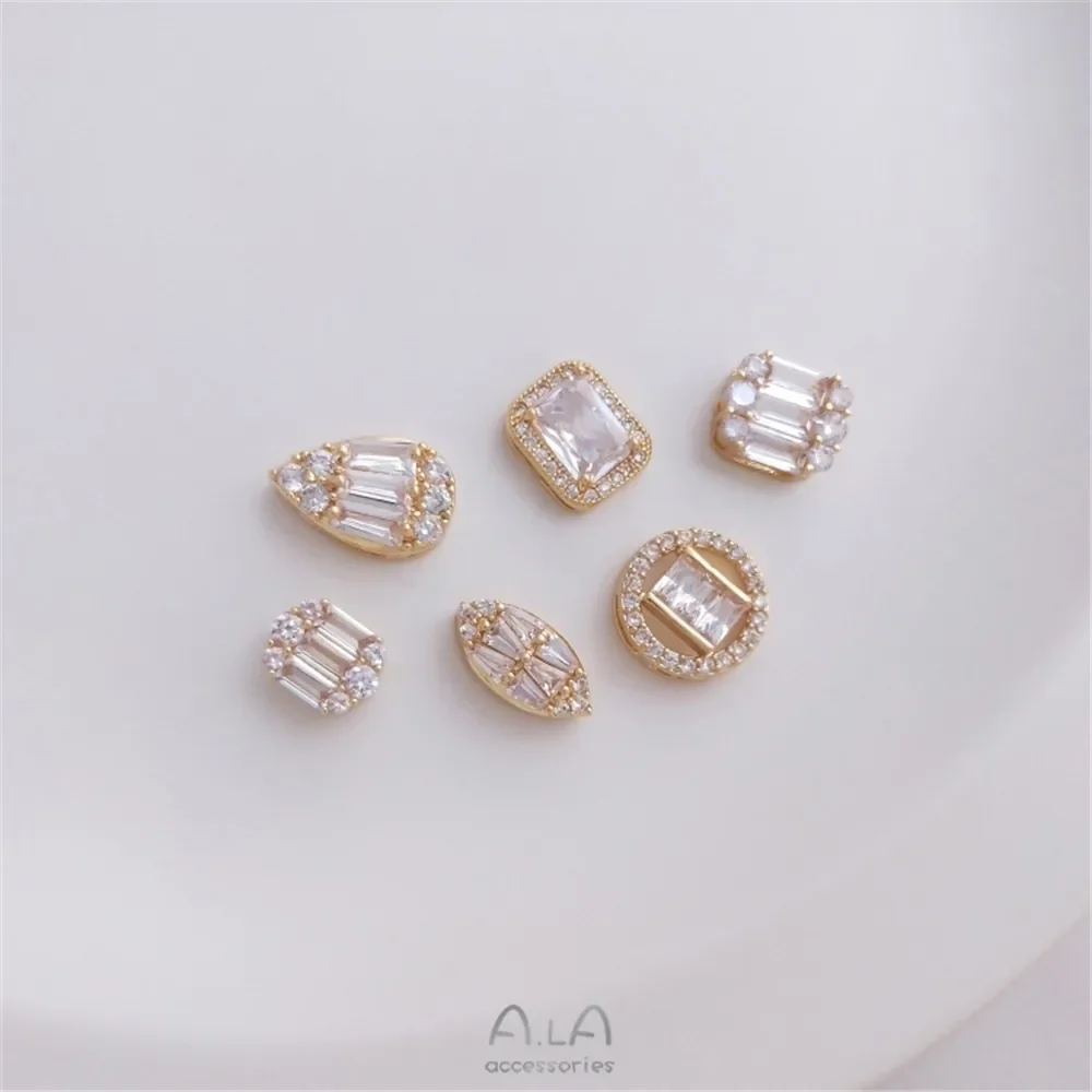 Защита цвета 14-каратное золото инкрустированный циркон квадратный круглый