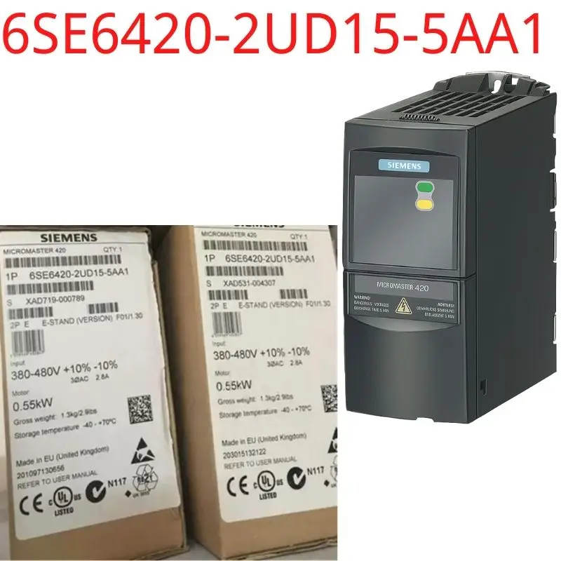 

6SE6420-2UD15-5AA1 Brand New MICROMASTER 420 without filter 380-480 V 3 AC +10/-10% 47-63 Hz constant torque 0.55 kW