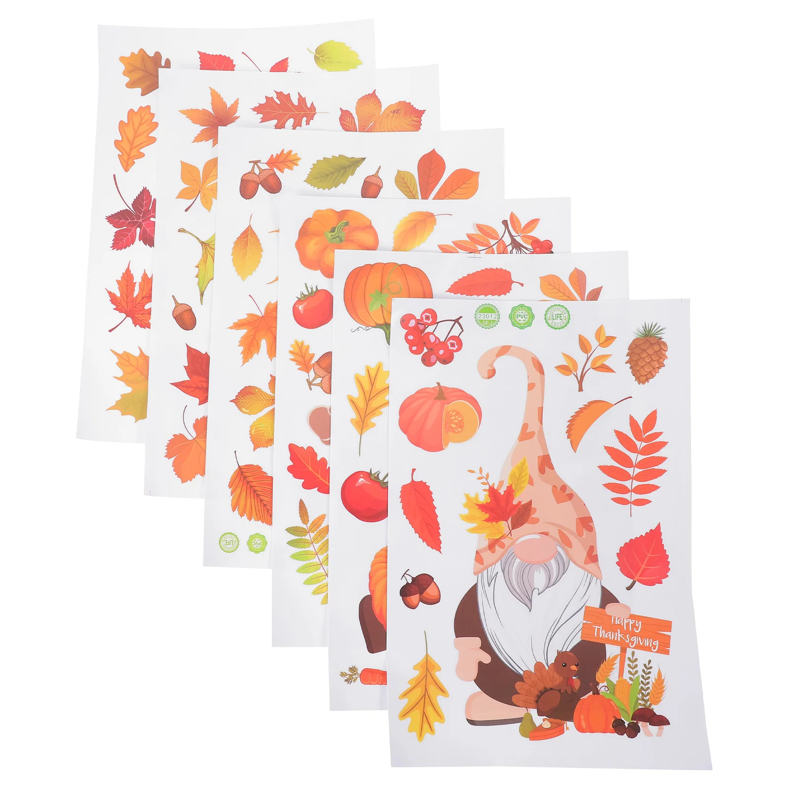 

6 Sheets Home Decor Window Clings Stickers For Fall Thanksgiving Static Decorations