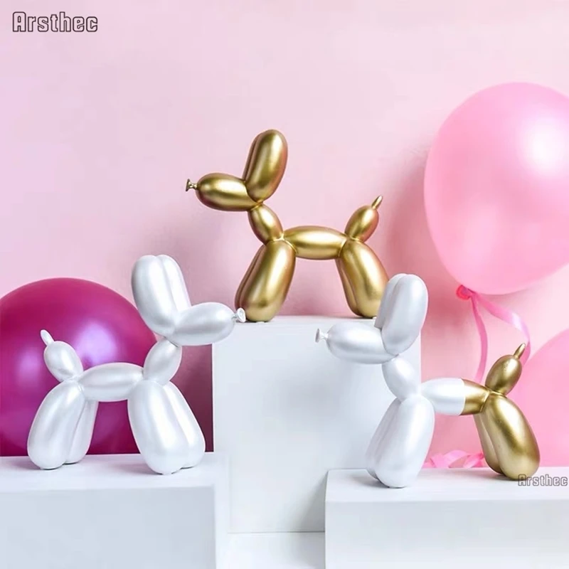

Balloon Dog Desktop Ornament Living Room Sculpture Decor Nordic Style Figurine Resin Cretative Animal Craft Statue Home Art Gift