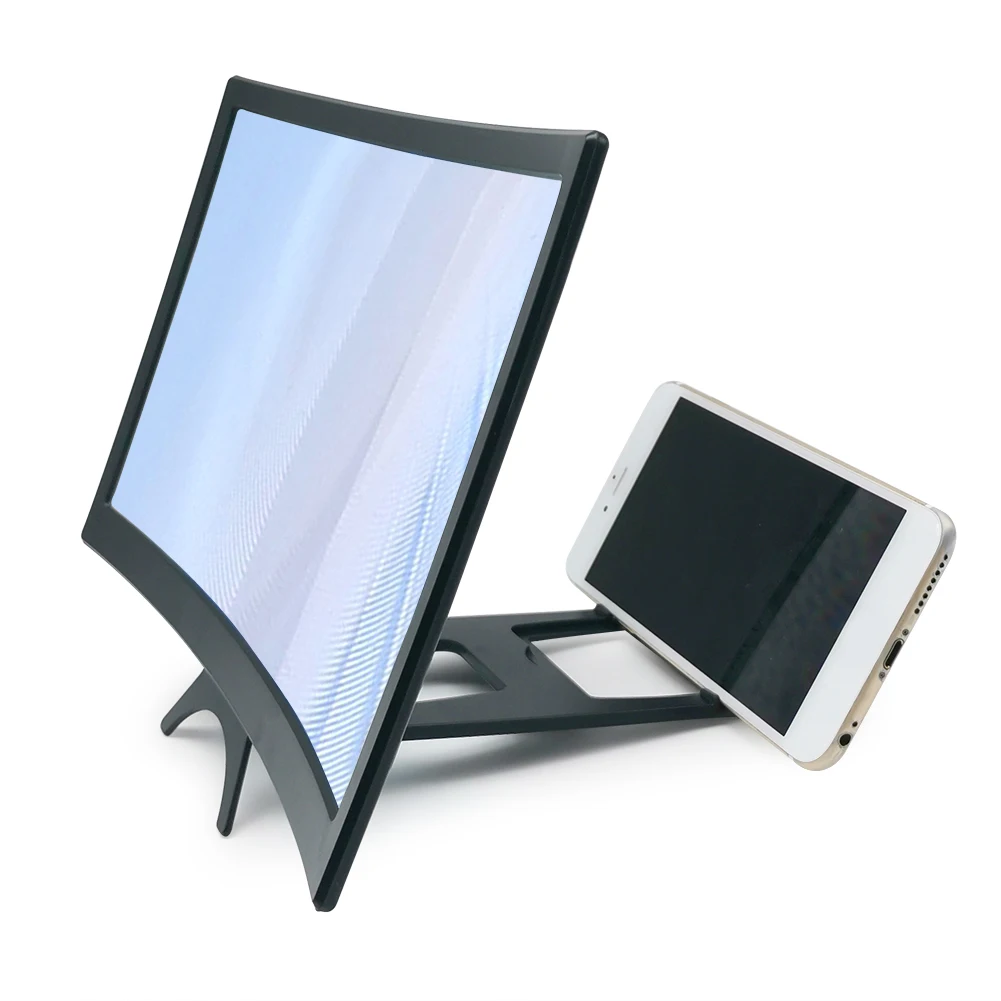 

12 inch Curved Phone Screen Magnifier HD Screen Amplifier Magnifying Enlarger Foldable Mobile Phone Stand Movie Video Holder