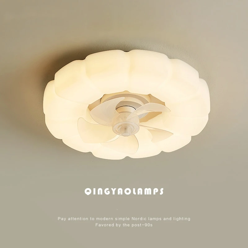 

Cream ART DECOR Ceiling Fans with LED Light Remote Control Bedroom Living Room Children's Room 2023 New Design Ceiling Lamp