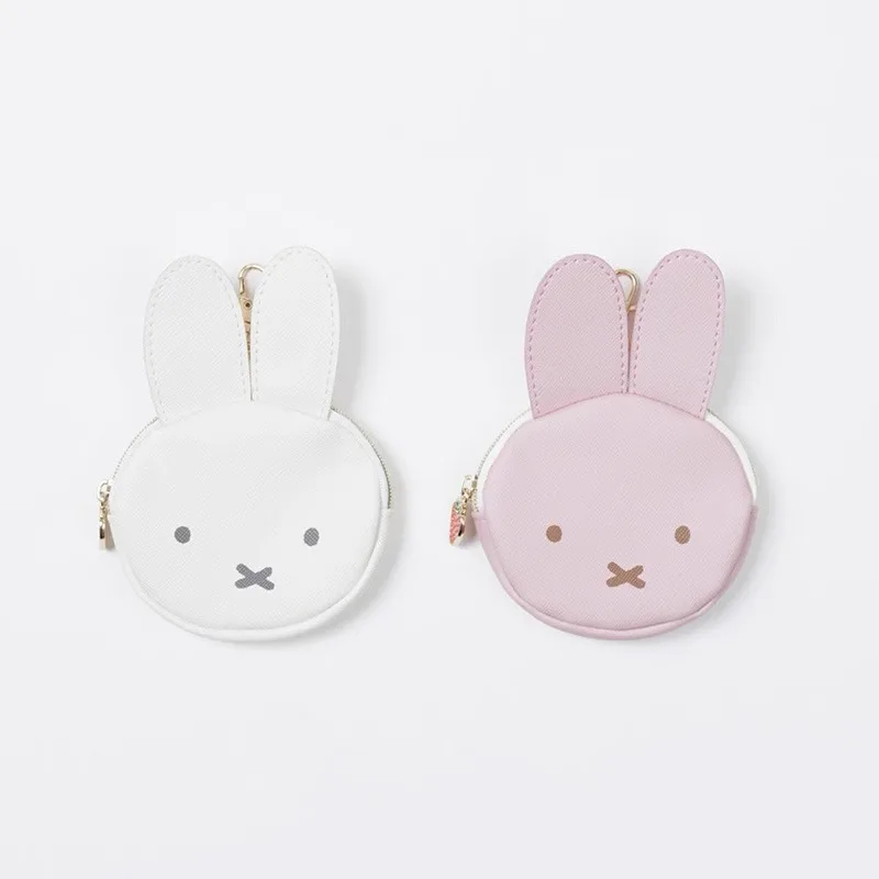 Фото Kawaii Miffy Rabbit Head, милый мультяшный кошелек для монет, клубничный язычок, губная помада, сумка для хранения наушников, подвесной чехол, подарок для девочек №1