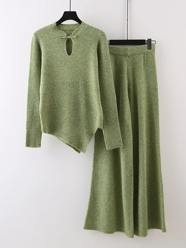 Женский Асимметричный свитер в китайском стиле с воротником-стойкой и широкими