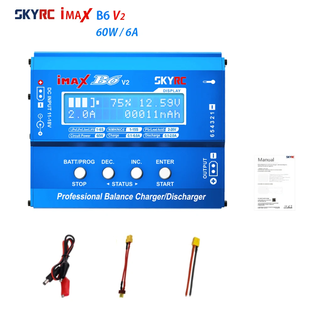 

Балансирующее зарядное устройство SKYRC IMAX B6 V2, разрядник 6A 60 Вт для DJI Mavic TB4X NiMH NiCD LiHV NiCd PB, зарядное устройство для литий-ионных аккумуляторов