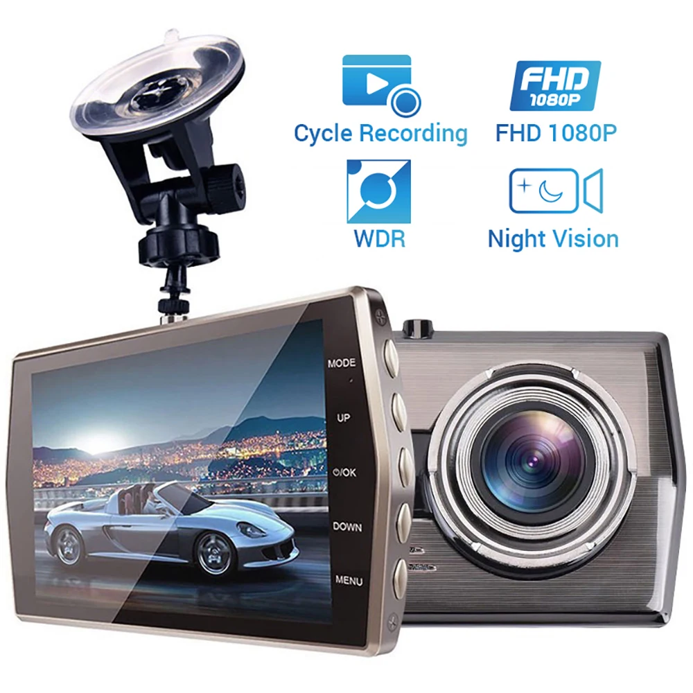 

Автомобильный видеорегистратор, Wi-Fi, 4,0 дюйма, Full HD, 1080P