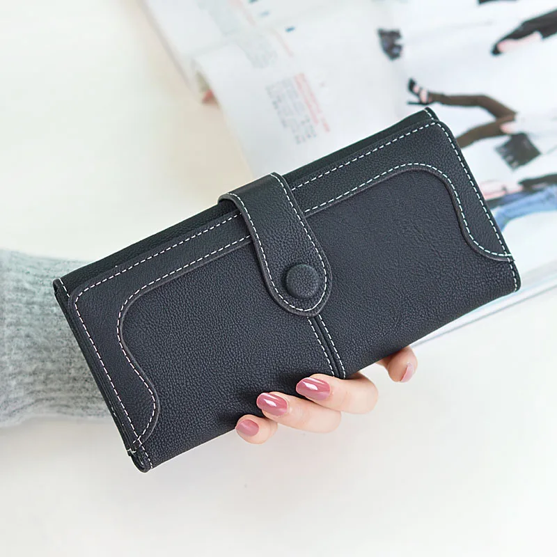 Many Departments Faux Suede Long Wallet Women Matte Leather Lady Purse High Quality Female Wallets Card Holder Clutch Carteras