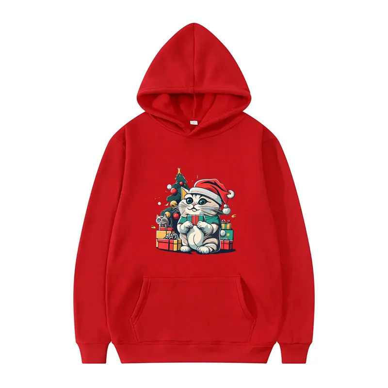

Merry Christmas Lazy Santa Claus Christmas Presents Pullover Hoodie Stylish and Comfortable Cartoon Print Sweatshirt for Both