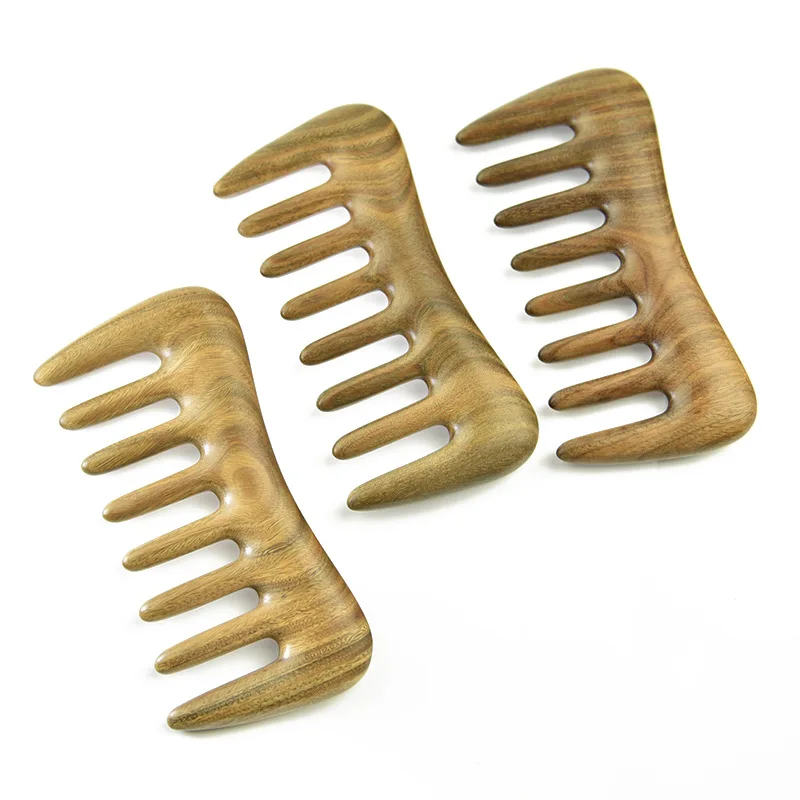 

Green Sandalwood hairbrush Comb/ wide tooth comb /scalp massage wood comb