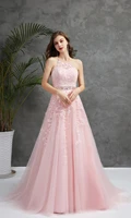 halter prom dresses a line beaded lace tulle robe de soir%c3%a9e de mariage evening dress long luxury vestidos elegantes para mujer