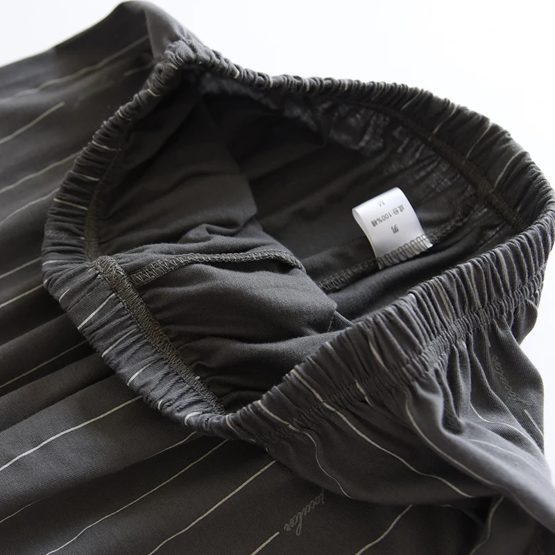 Knitted Cotton Men's Pajamas Sets Spring Autumn Long Sleeve Trousers Home Clothes New Casual Pijamas 2 Piece Male Nightgown Suit