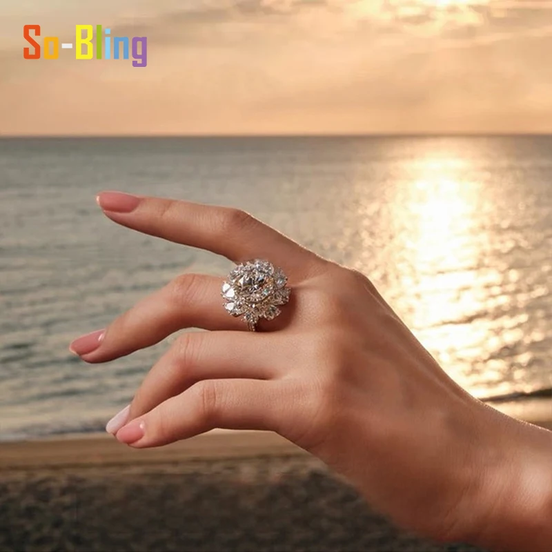 Фото Кольцо So-Bling с муассанитом 5 карат, кольца из стерлингового серебра 925 пробы с сертификатом Gra для женщин, элегантный, изысканный, роскошный, качественный, подарок на вечеринку №3