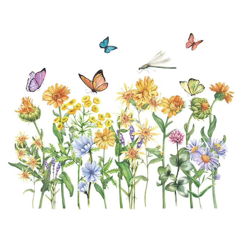 

Wall Sticker Stickers Decals Room Flower Tropical Wallpaper Classroom Flowers Nursery Landscape Wildflowers Living Window