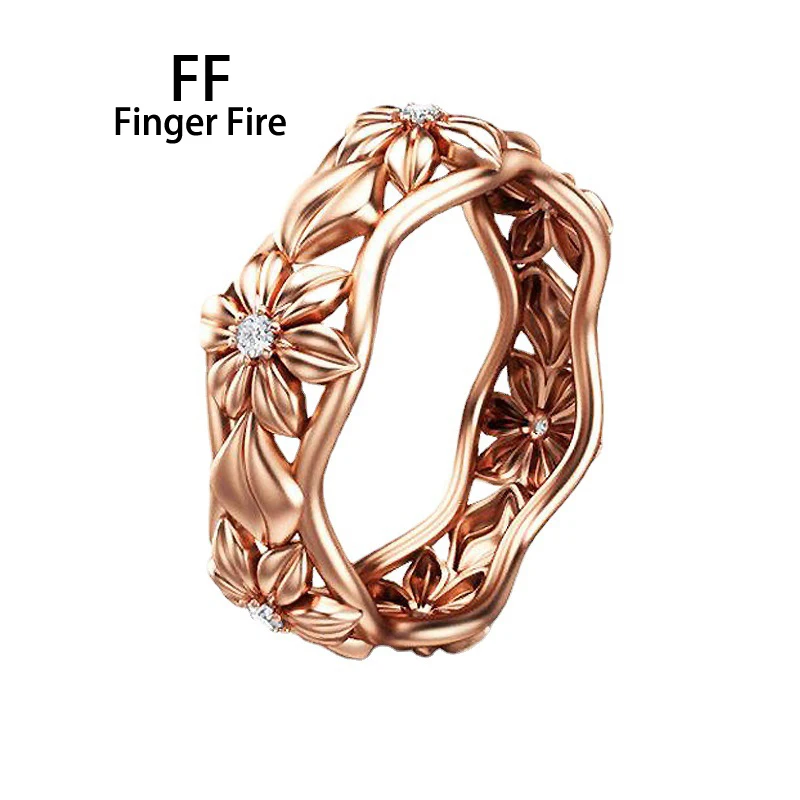 

New Fashion Gold Plated Flower Shape Ring Exquisite Hollow Out Party Ornament