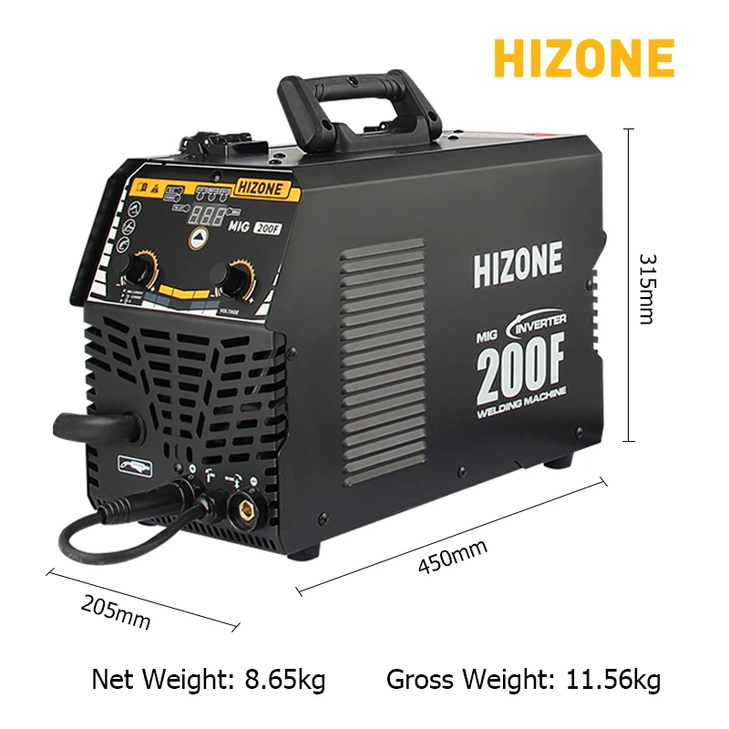 сварочный полуавтомат HIZONE MIG 200F аппарат 3 в 1 инвертор 220 В MMA LIFT TIG промышленный