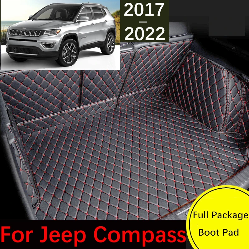 

Custom Leather Car Trunk Mat For Jeep Compass MP 2017 2018 2019 2020 2021 2022 Waterproof Mat Tray Carpet Mud Car Accessories