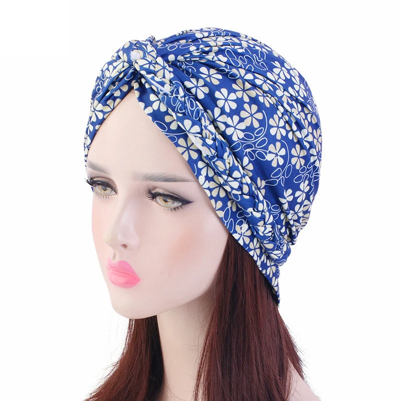 

Printed turban Hat women Night Hat braid Hat Elastic Salon Hat Baotou Cap Headwrap Multi-functional Muslim Hijab Headscarf 2022