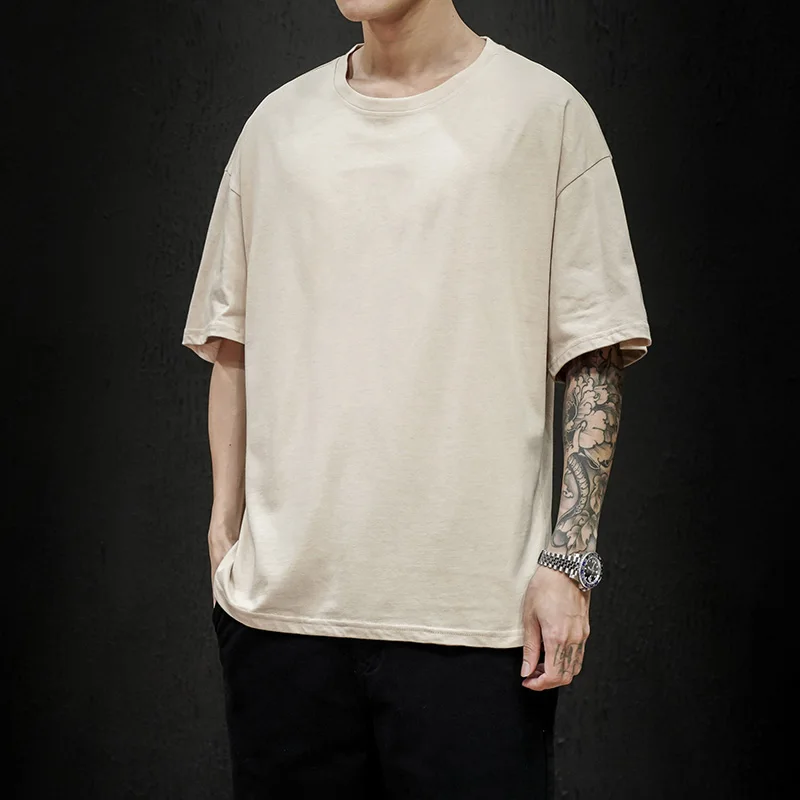 

W041 Summer Men's T Shirt Casual Loose Cotton Short Sleeve T-Shirt Mens Top Tee shirt Men