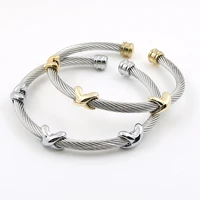 classic charms stainless steel cuff bangles bracelets starfish punk cable twist wire stripe for women men party jewelry gifts