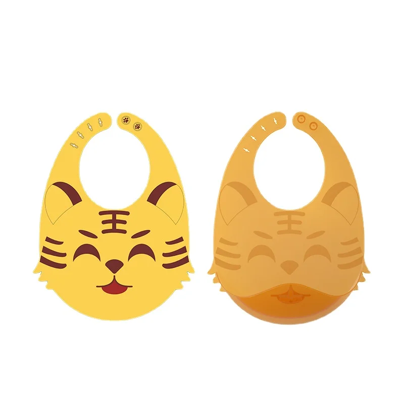 

Сверхтонкие детские нагрудники, легкий Карманный платок для кормления, слюнявчик из пищевого силикона, водонепроницаемый детский нагрудник с мультяшным тигром