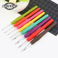 9pcs high quality stainless steel crochet hook knitting needles set rubber handle sewing supplies crochet hooks free shipping