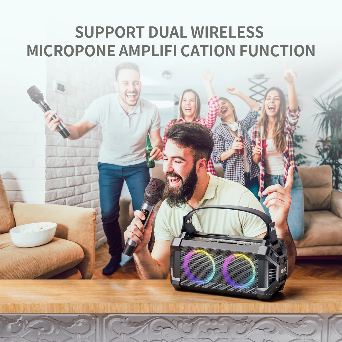 Mifa WildRock портативный караоке вечерние колонки с беспроводным микрофоном Bluetooth 5.0