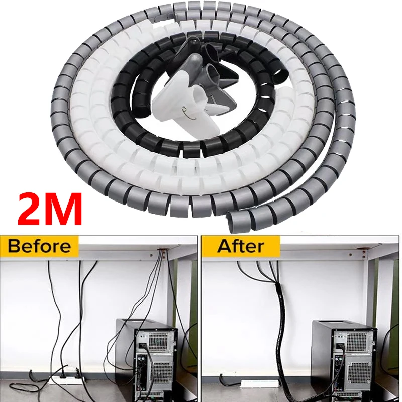 

Organizer Tube Spiral Organization Cables Cable Flexible Tools Winder Home Cord Wire Wrap Protector Storage Office