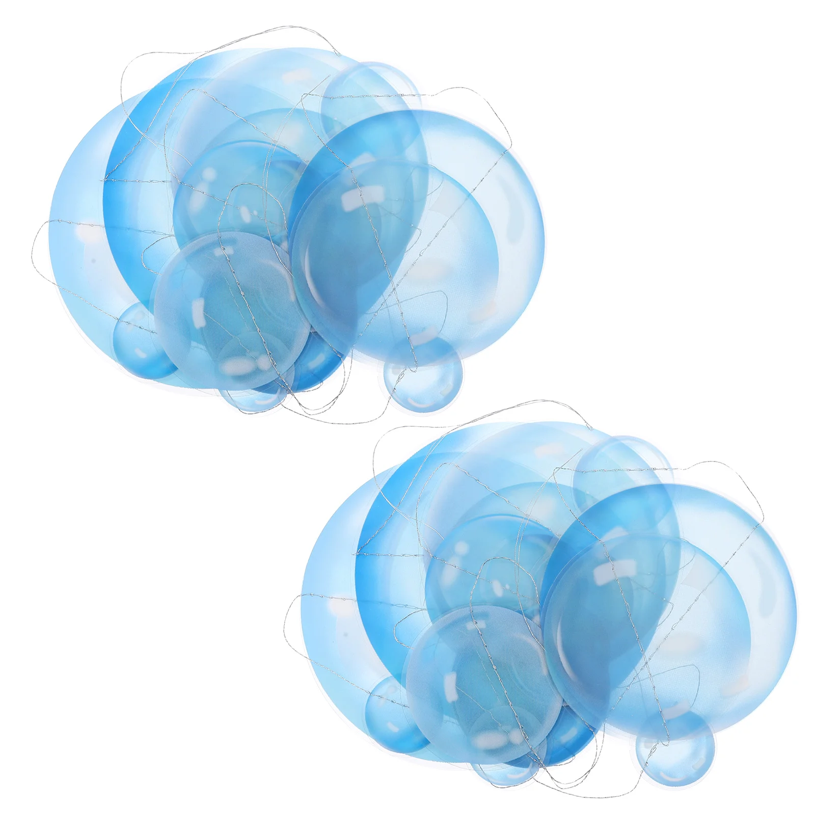 

2 Pcs Bubble Latte Blue Party Garlands Photo Hanging Background Decor The Sea Supplies Plastic