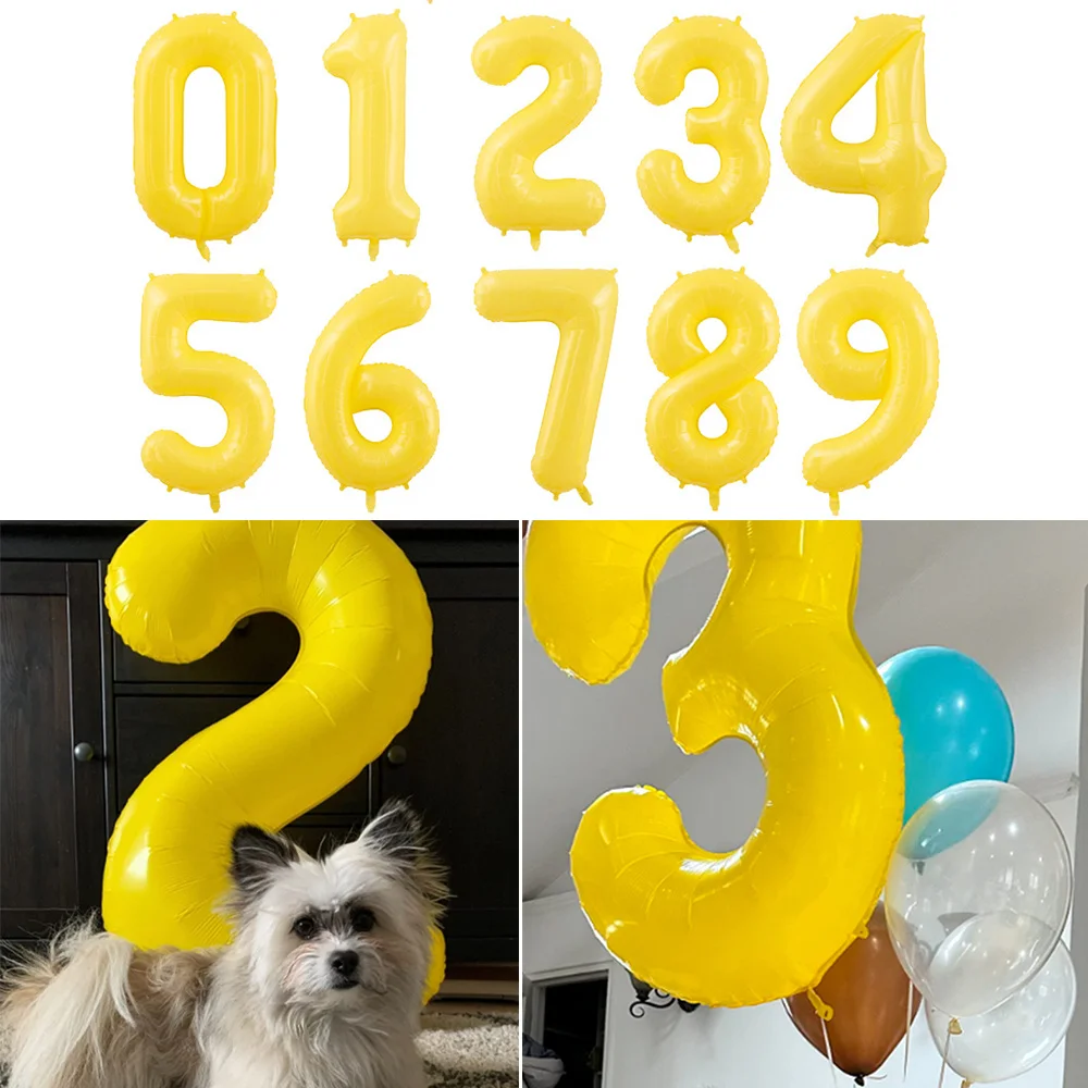 

40inch Number Balloon 1 2 3 4 5 6 7 8 9 0 Baby Happy Birthday Party Balloons Duck Yellow White Ballon Age 100 Days Helium Globos