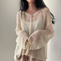 lazy style full sleeves jumpers tops hollow out sexy women fashion casual streetwear chic femme sweaters pullovers