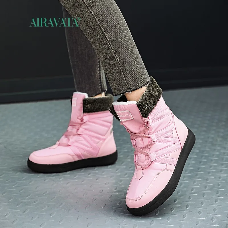 Winter Warm Women Men's Snow Boots Height Increasing Comfortable Adult Woman Female Plush Waterproof Light Shoes