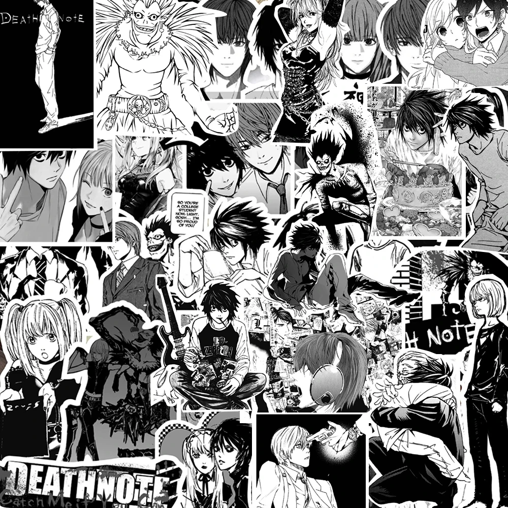 10/30/72 шт. крутые черно-белые наклейки в стиле аниме &quotТетрадь смерти&quot с рисунком