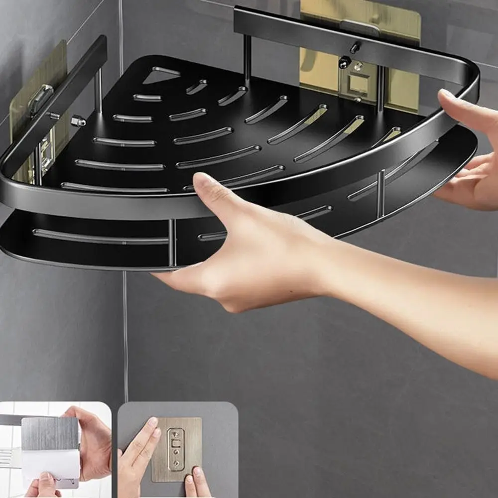 Угловая Душевая Стойка Для Ванной Комнаты. Алюминиевая Настенная Полка Хранения