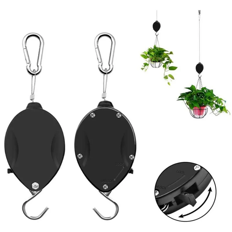 

50Pcs Retractable Plant Pulley Adjustable Heavy Duty Hanging Flower Basket Hanger Hooks for Garden Baskets Pots and Birds Feede