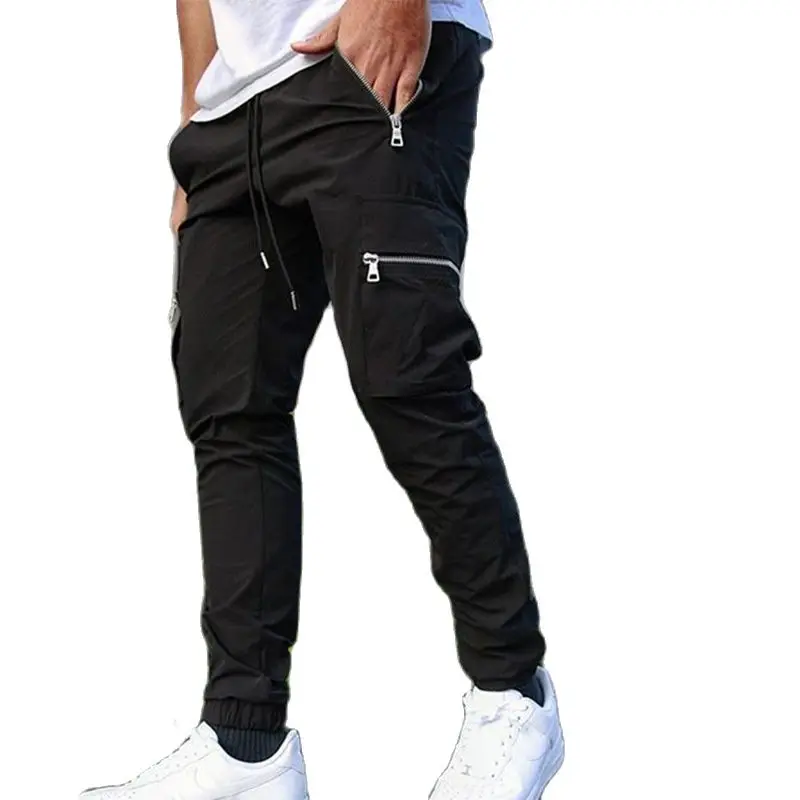 2022 New Overalls Men's Clothing Four Seasons Mid-Waist Youth Leisure Sports Multi-Pocket Elastic Band Ankle Banded Pants